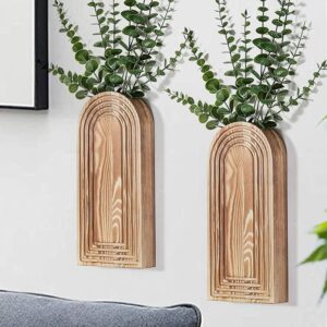 2 Pack Wooden Wall Vase Set