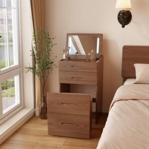 Solid Wood 3 in 1 Vanity Desk with Flip Top Mirror